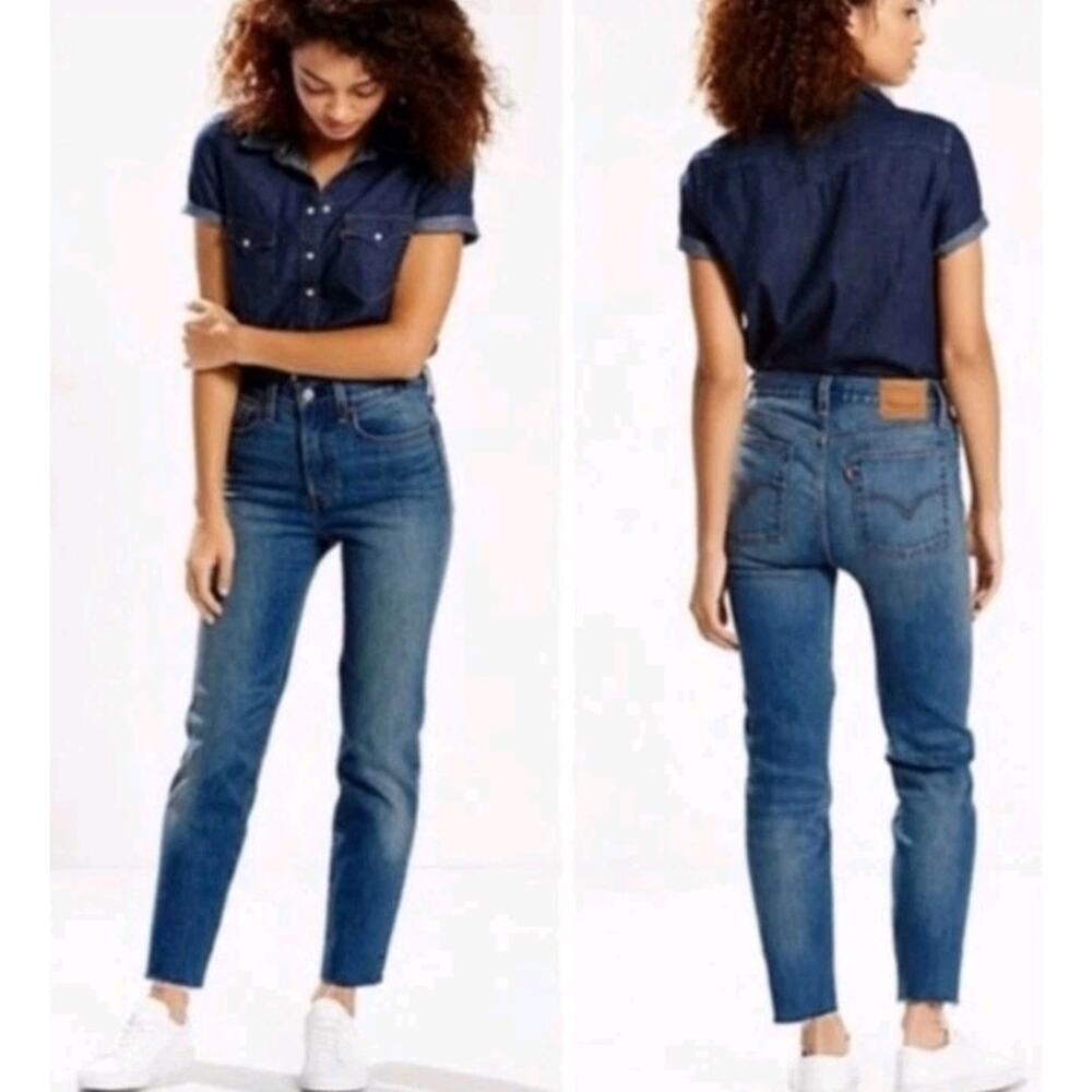 Levis 501 White Oak Cone Denim Jeans Womens 28 High Rise Raw Hem Button Fly